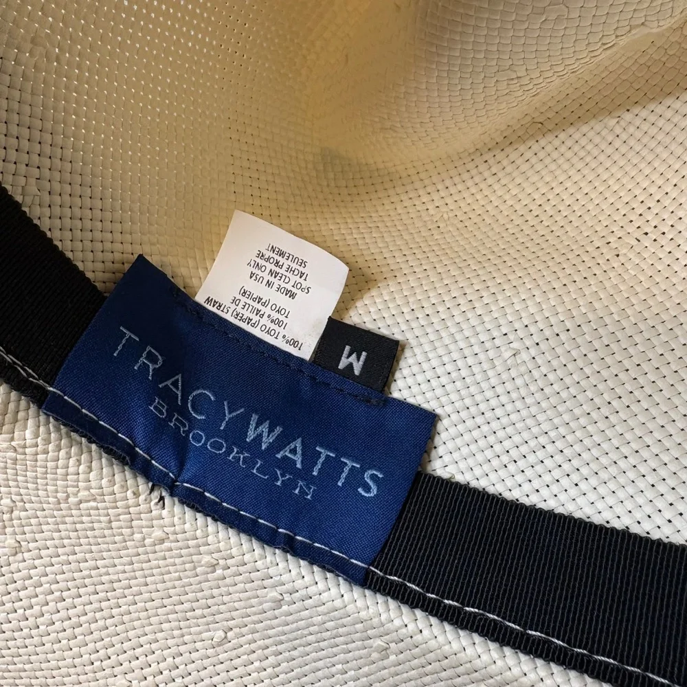 Tracy Watts Wide Brim Straw Sun Hat Sz M Metallic Gold Western Brooklyn Cowgirl‎